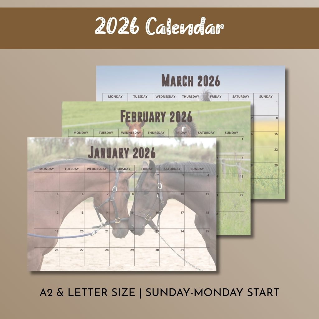 Horses 2026 Desktop Calendar